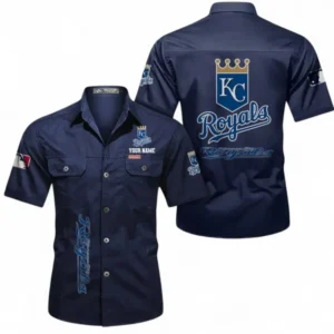 Kansas City Royals Fans Gift Short Sleeved Shirt, All Over Print Short Sleeved Shirt For Sport Fan, Custom Name MLB140072325464-Dark Blue