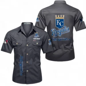 Kansas City Royals Fans Gift Short Sleeved Shirt, All Over Print Short Sleeved Shirt For Sport Fan, Custom Name MLB140072325464-Dark Gray