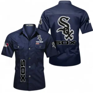 Chicago White Sox Fans Gift Short Sleeved Shirt, All Over Print Short Sleeved Shirt For Sport Fan, Custom Name MLB140072325465-Dark Blue