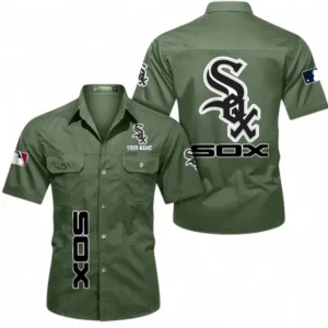 Chicago White Sox Fans Gift Short Sleeved Shirt, All Over Print Short Sleeved Shirt For Sport Fan, Custom Name MLB140072325465-Army Green