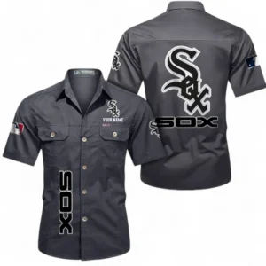 Chicago White Sox Fans Gift Short Sleeved Shirt, All Over Print Short Sleeved Shirt For Sport Fan, Custom Name MLB140072325465-Dark Gray