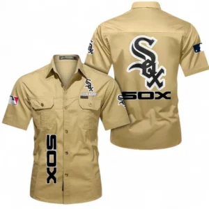 Chicago White Sox Fans Gift Short Sleeved Shirt, All Over Print Short Sleeved Shirt For Sport Fan, Custom Name MLB140072325465-Khaki
