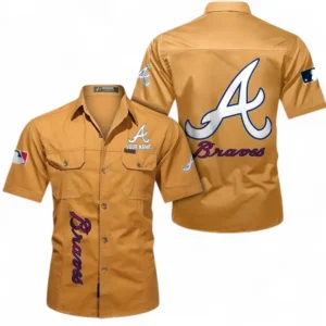 Atlanta Braves Fans Gift Short Sleeved Shirt, All Over Print Short Sleeved Shirt For Sport Fan, Custom Name MLB140072325466-Turmeric