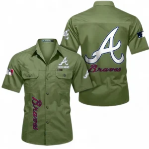 Atlanta Braves Fans Gift Short Sleeved Shirt, All Over Print Short Sleeved Shirt For Sport Fan, Custom Name MLB140072325466-Fruit Green