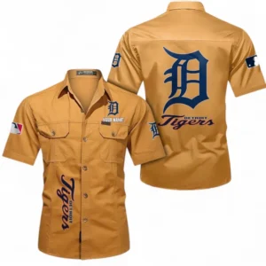 Detroit Tigers Fans Gift Short Sleeved Shirt, All Over Print Short Sleeved Shirt For Sport Fan, Custom Name MLB140072325467-Turmeric