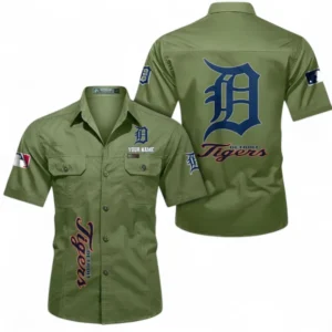 Detroit Tigers Fans Gift Short Sleeved Shirt, All Over Print Short Sleeved Shirt For Sport Fan, Custom Name MLB140072325467-Fruit Green