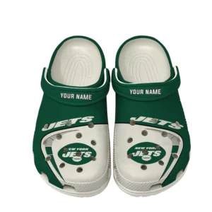 New York Jets Fans Gift Crocs, All Over Print Crocs For Sport Fan, Custom Name NFL127072225126 - White