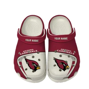Arizona Cardinals Fans Gift Crocs, All Over Print Crocs For Sport Fan, Custom Name NFL127072225128 - White