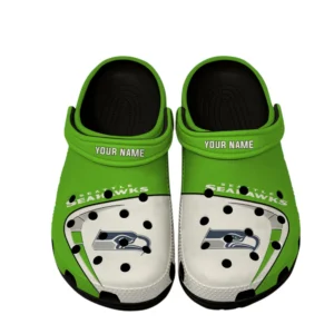 Seattle Seahawks Saints Fans Gift Crocs, All Over Print Crocs For Sport Fan, Custom Name NFL127072225133 - Black