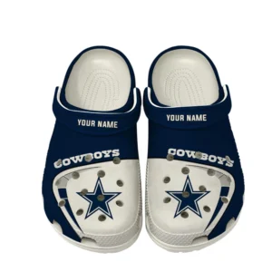 Dallas Cowboys Fans Gift Crocs, All Over Print Crocs For Sport Fan, Custom Name NFL127072225136 - White