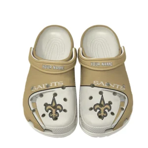 New Orleans Saints Fans Gift Crocs, All Over Print Crocs For Sport Fan, Custom Name NFL127072225138 - White
