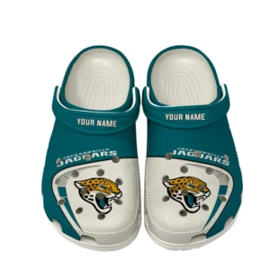Jacksonville Jaguars Fans Gift Crocs, All Over Print Crocs For Sport Fan, Custom Name NFL127072225139 - White
