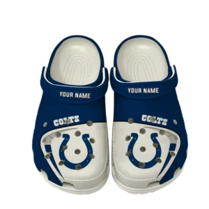 Indianapolis Colts Fans Gift Crocs, All Over Print Crocs For Sport Fan, Custom Name NFL1270722141 - White