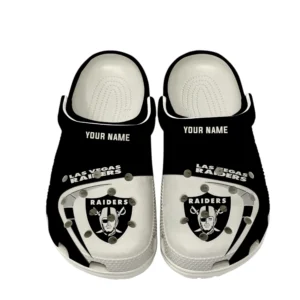 Las Vegas Raiders Fans Gift Crocs, All Over Print Crocs For Sport Fan, Custom Name NFL1270722144 - White