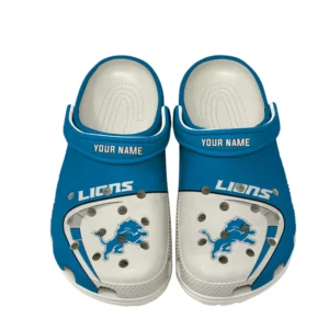 Detroit Lions Fans Gift Crocs, All Over Print Crocs For Sport Fan, Custom Name NFL1270722146 - White