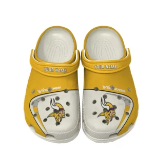 Minnesota Vikings Fans Gift Crocs, All Over Print Crocs For Sport Fan, Custom Name NFL1270722149 - White