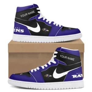 Baltimore Ravens Fans Gift Air Jordan 1 High, All Over Print Air Jordan 1 High For Sport Fan, Custom Name NFL1340722151