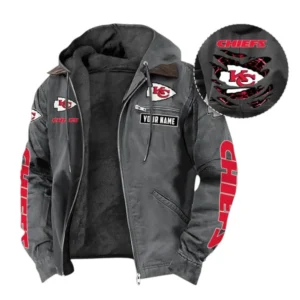 Kansas City Chiefs Fans Gift Hooded And Flannel Hoodie, All Over Print Hoodie For Sport Fan, Custom Name NFL135072325124 - Gray