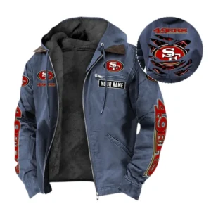 San Francisco 49ers Fans Gift Hooded And Flannel Hoodie, All Over Print Hoodie For Sport Fan, Custom Name NFL135072325125 - Navy Blue