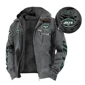 New York Jets Fans Gift Hooded And Flannel Hoodie, All Over Print Hoodie For Sport Fan, Custom Name NFL135072325126 - Gray