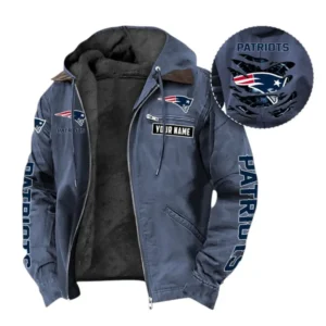 New England Patriots Fans Gift Hooded And Flannel Hoodie, All Over Print Hoodie For Sport Fan, Custom Name NFL135072325127 - Navy Blue