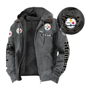 Pittsburgh Steelers Fans Gift Hooded And Flannel Hoodie, All Over Print Hoodie For Sport Fan, Custom Name NFL135072325128 - Gray