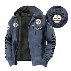 Pittsburgh Steelers Fans Gift Hooded And Flannel Hoodie, All Over Print Hoodie For Sport Fan, Custom Name NFL135072325128 - Navy Blue