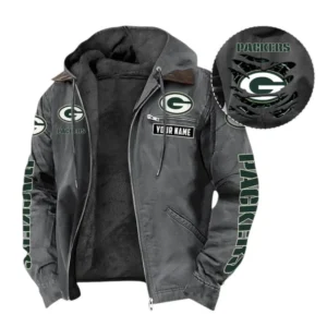 Green Bay Packers Fans Gift Hooded And Flannel Hoodie, All Over Print Hoodie For Sport Fan, Custom Name NFL135072325130 - Gray