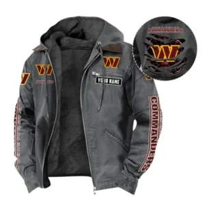 Washington Commanders Fans Gift Hooded And Flannel Hoodie, All Over Print Hoodie For Sport Fan, Custom Name NFL135072325131 - Gray