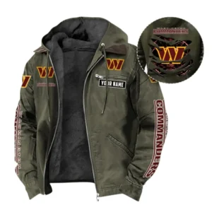 Washington Commanders Fans Gift Hooded And Flannel Hoodie, All Over Print Hoodie For Sport Fan, Custom Name NFL135072325131 - Green