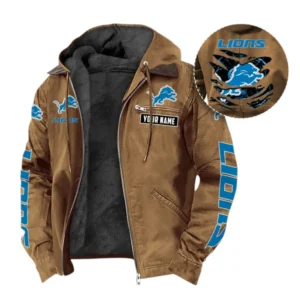 Detroit Lions Fans Gift Hooded And Flannel Hoodie, All Over Print Hoodie For Sport Fan, Custom Name NFL135072325132 - Camel