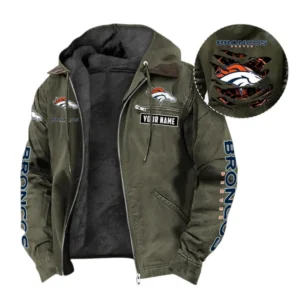 Denver Broncos Fans Gift Hooded And Flannel Hoodie, All Over Print Hoodie For Sport Fan, Custom Name NFL135072325133 - Green
