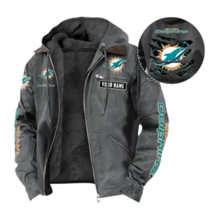 Miami Dolphins Fans Gift Hooded And Flannel Hoodie, All Over Print Hoodie For Sport Fan, Custom Name NFL135072325135 - Gray