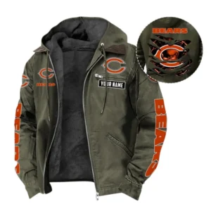 Chicago Bears Fans Gift Hooded And Flannel Hoodie, All Over Print Hoodie For Sport Fan, Custom Name NFL135072325136 - Green