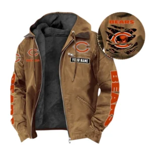 Chicago Bears Fans Gift Hooded And Flannel Hoodie, All Over Print Hoodie For Sport Fan, Custom Name NFL135072325136 - Camel
