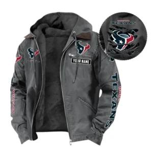 Houston Texans Fans Gift Hooded And Flannel Hoodie, All Over Print Hoodie For Sport Fan, Custom Name NFL1350723140 - Gray