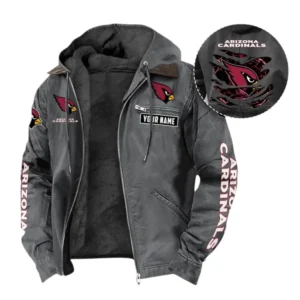 Arizona Cardinals Fans Gift Hooded And Flannel Hoodie, All Over Print Hoodie For Sport Fan, Custom Name NFL1350723141 - Gray