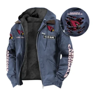 Arizona Cardinals Fans Gift Hooded And Flannel Hoodie, All Over Print Hoodie For Sport Fan, Custom Name NFL1350723141 - Navy Blue