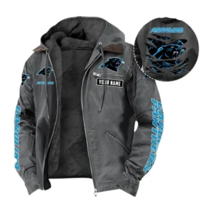 Carolina Panthers Fans Gift Hooded And Flannel Hoodie, All Over Print Hoodie For Sport Fan, Custom Name NFL1350723142 - Gray