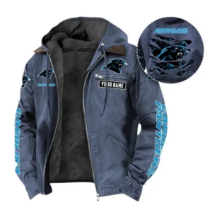 Carolina Panthers Fans Gift Hooded And Flannel Hoodie, All Over Print Hoodie For Sport Fan, Custom Name NFL1350723142 - Navy Blue