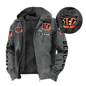 Cincinnati Bengals Fans Gift Hooded And Flannel Hoodie, All Over Print Hoodie For Sport Fan, Custom Name NFL1350723143 - Gray