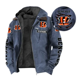 Cincinnati Bengals Fans Gift Hooded And Flannel Hoodie, All Over Print Hoodie For Sport Fan, Custom Name NFL1350723143 - Navy Blue