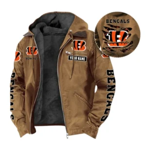 Cincinnati Bengals Fans Gift Hooded And Flannel Hoodie, All Over Print Hoodie For Sport Fan, Custom Name NFL1350723143 - Camel