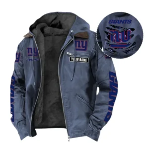 New York Giants Fans Gift Hooded And Flannel Hoodie, All Over Print Hoodie For Sport Fan, Custom Name NFL1350723144 - Navy Blue