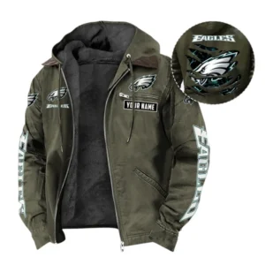 Philadelphia Eagles Fans Gift Hooded And Flannel Hoodie, All Over Print Hoodie For Sport Fan, Custom Name NFL1350723145 - Green