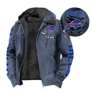 Buffalo Bills Fans Gift Hooded And Flannel Hoodie, All Over Print Hoodie For Sport Fan, Custom Name NFL1350723146 - Navy Blue