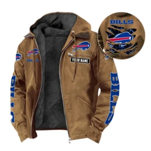 Buffalo Bills Fans Gift Hooded And Flannel Hoodie, All Over Print Hoodie For Sport Fan, Custom Name NFL1350723146 - Camel