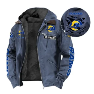 Los Angeles Rams Fans Gift Hooded And Flannel Hoodie, All Over Print Hoodie For Sport Fan, Custom Name NFL1350723147 - Navy Blue