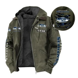 Seattle Seahawks Fans Gift Hooded And Flannel Hoodie, All Over Print Hoodie For Sport Fan, Custom Name NFL1350723148 - Green