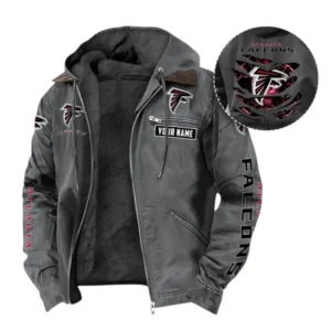 Atlanta Falcons Fans Gift Hooded And Flannel Hoodie, All Over Print Hoodie For Sport Fan, Custom Name NFL1350723149 - Gray